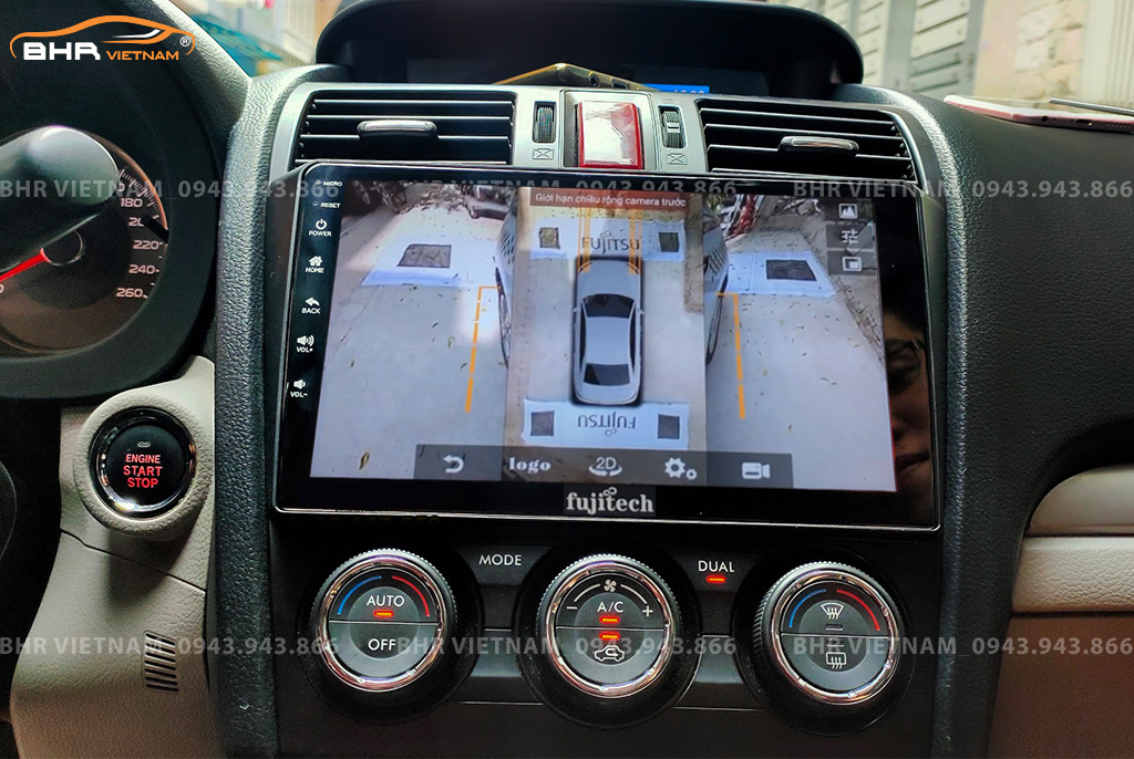Hình ảnh quan sát 2 bên gương trên màn hình DVD Fujitech 360 Subaru Forester 2013 - 2019
