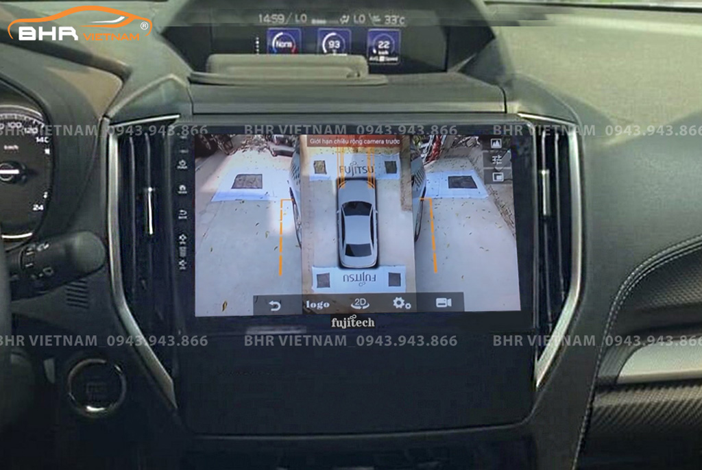 Hình ảnh quan sát 2 bên gương trên màn hình DVD Fujitech 360 Subaru Forester 2020 - nay