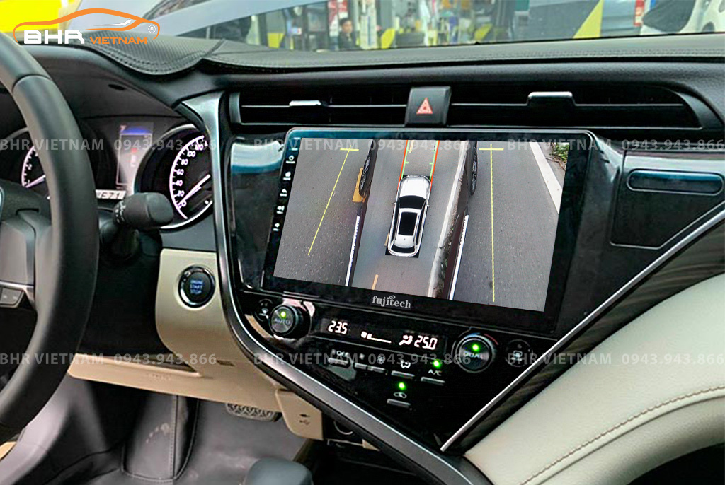 Hình ảnh quan sát 2 bên gương trên màn hình DVD Fujitech 360 Toyota Camry 2020 - nay