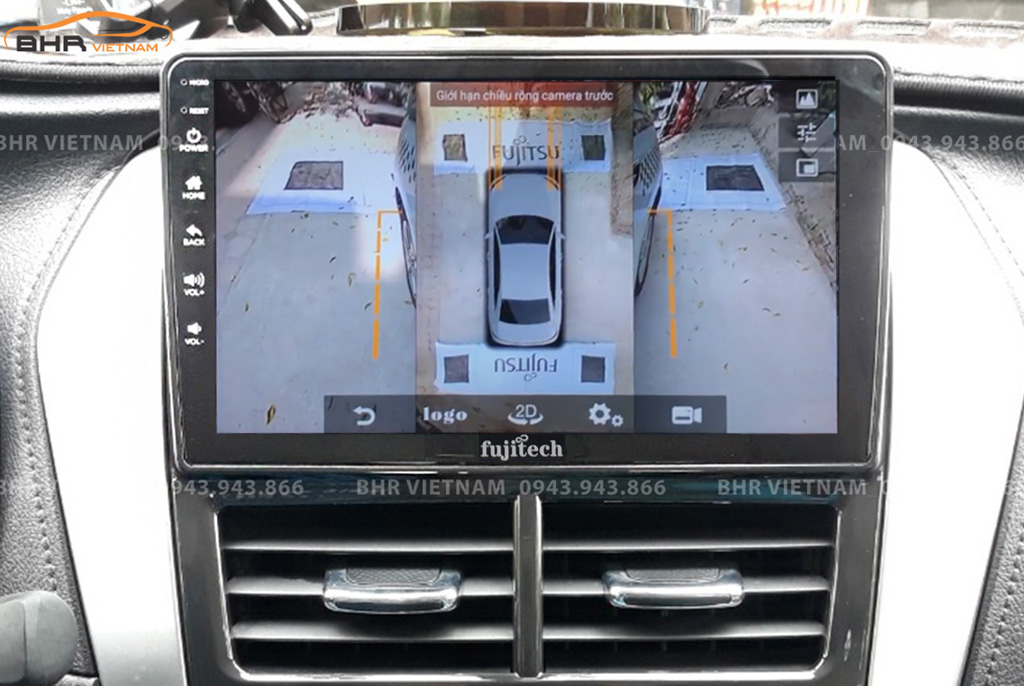 Hình ảnh quan sát 2 bên gương trên màn hình DVD Fujitech 360 Toyota Vios 2019 - nay