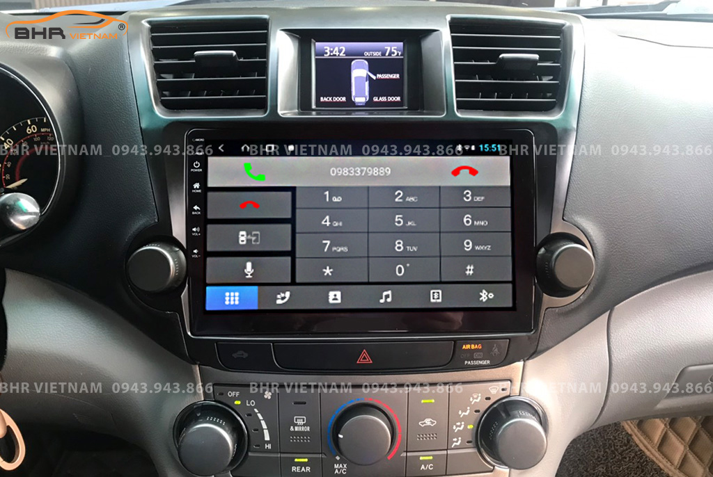 Kết nối điện thoại trên màn hình DVD Android Vitech Toyota Highlander 2007 - 2013