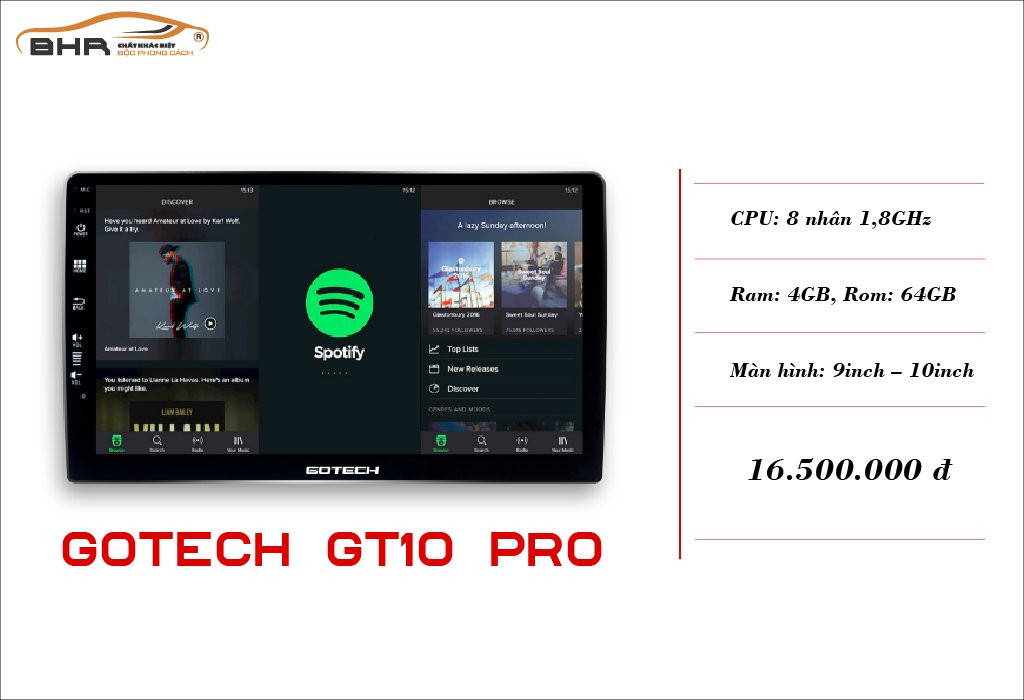Màn hình Android Gotech GT10 Pro mạnh mẽ đáp ứng mọi nhu cầu
