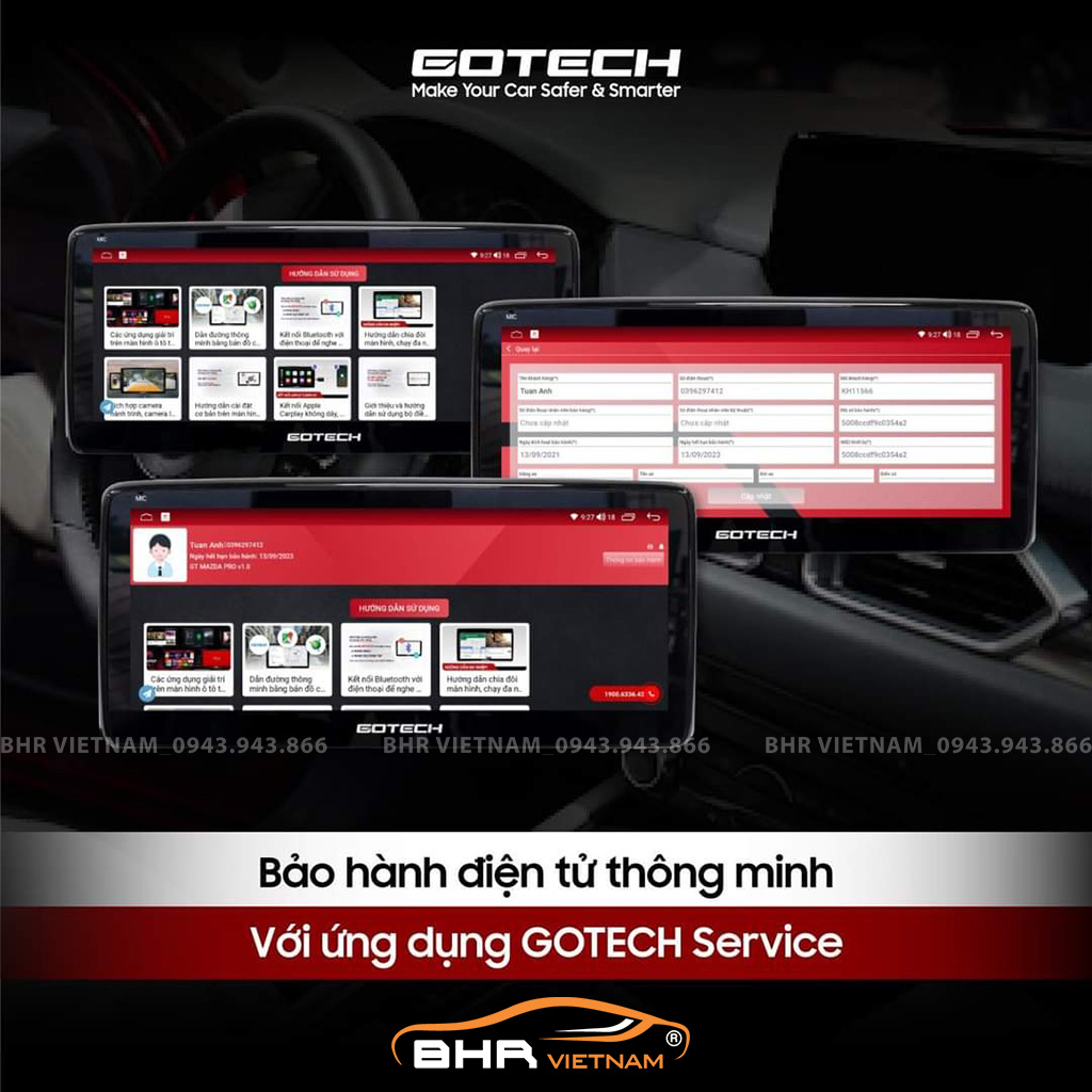 Màn hình Gotech GT Mazda 360 Pro bảo hành bằng điện tử Gotech Service