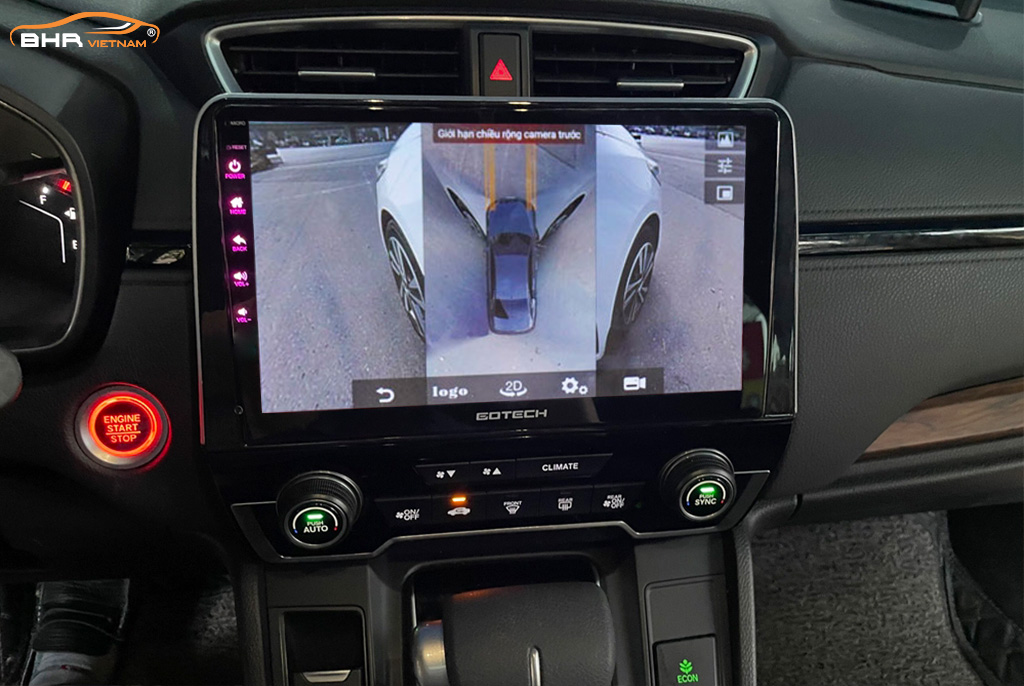 Hình ảnh quan sát 2 bên gương trên màn hình DVD Gotech GT360 Honda CRV 2018 - nay