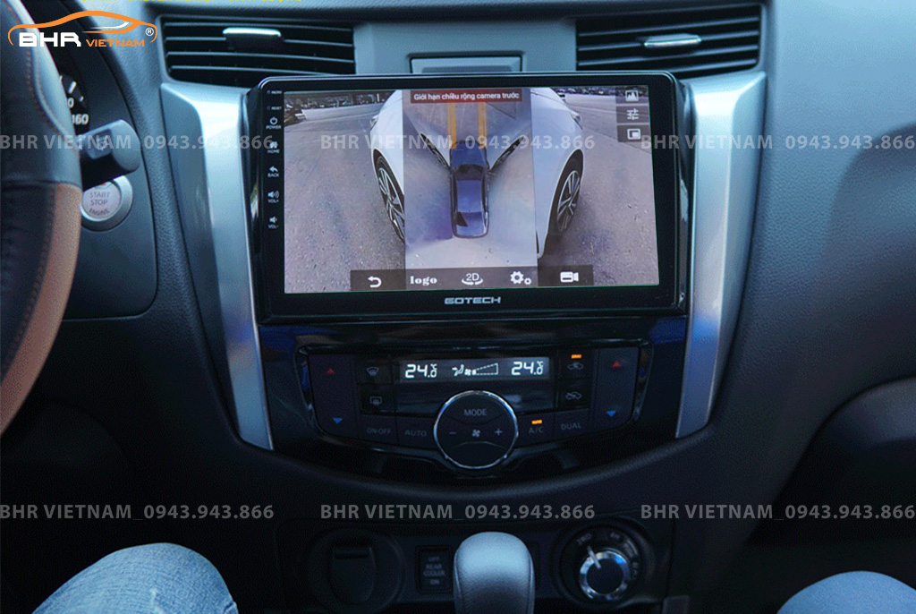 Hình ảnh quan sát 2 bên gương trên màn hình DVD Gotech GT360 Nissan Navara 2021 - nay
