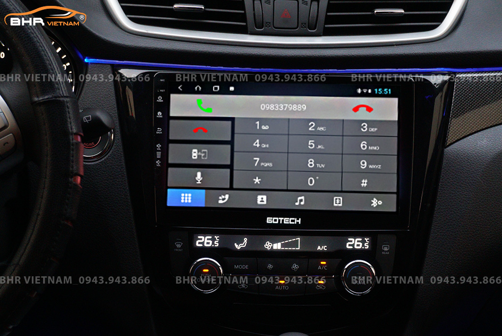 Kết nối điện thoại trên màn hình Gotech GT360 Nissan Xtrail 2017 - nay