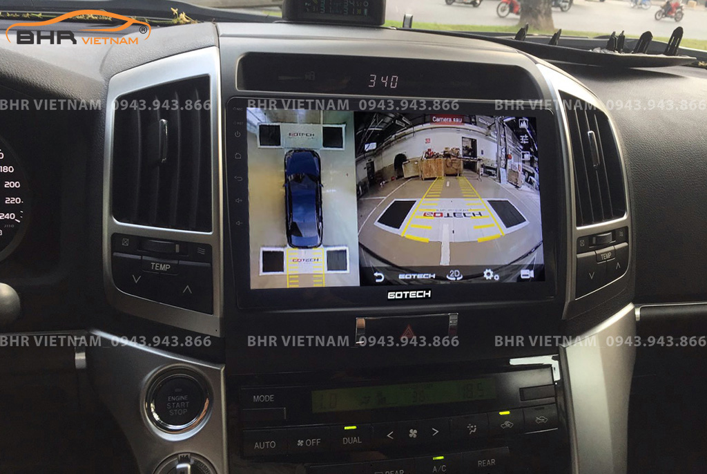 Quan sát toàn cảnh trên màn hình DVD liền camera 360 Gotech GT360 Toyota Land Cruiser 2008 - 2015
