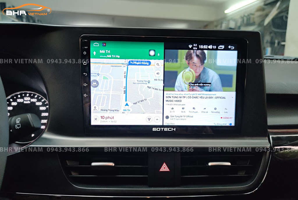 Tiện ích với tính năng chia đôi màn hình trên Gotech GT360 Plus Kia Seltos 2020 - nay