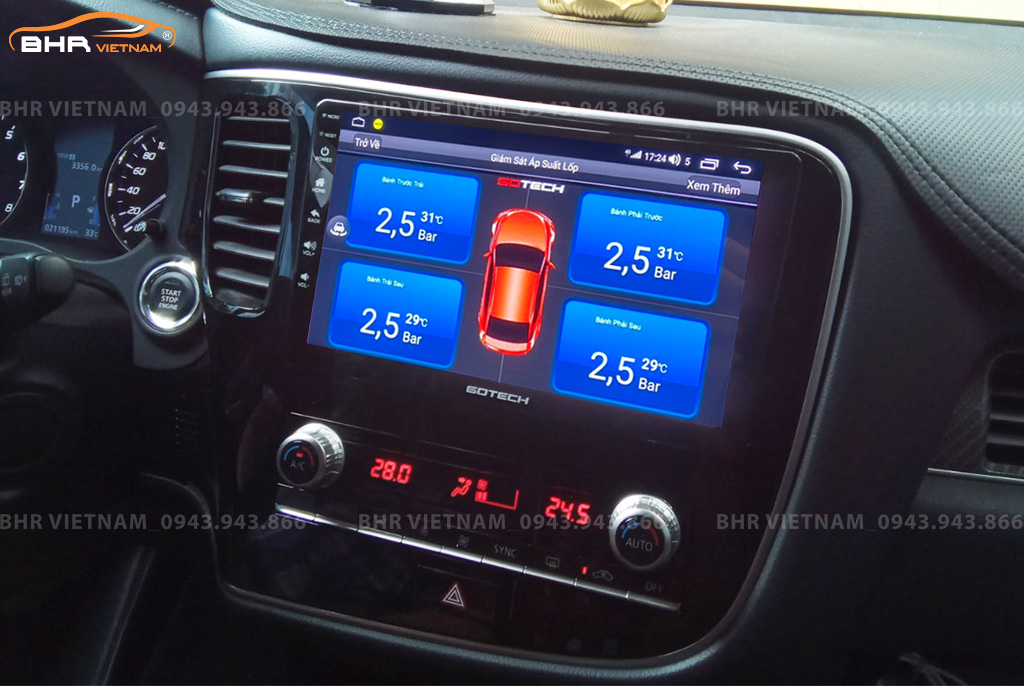 Hình ảnh quan sát cảm biến áp suất lốp màn hình DVD Gotech GT360 Plus Mitsubishi Outlander 2020 - nay