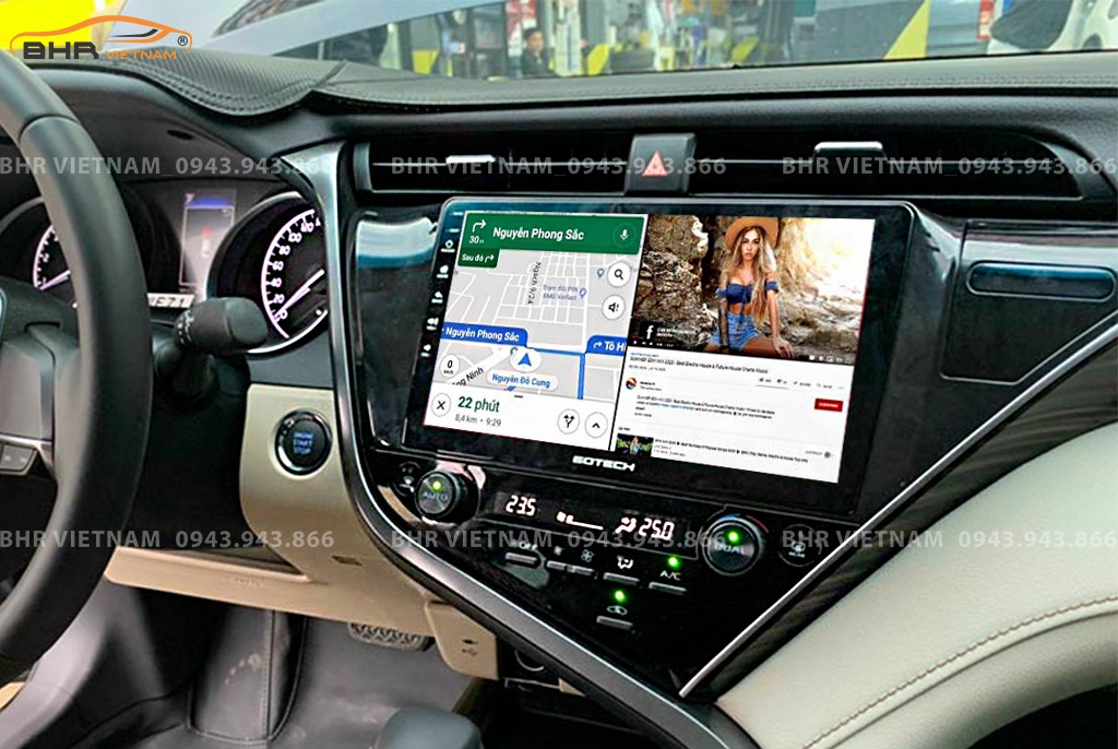 Tiện ích với tính năng chia đôi màn hình trên Gotech GT360 Plus Toyota Camry 2019 - nay
