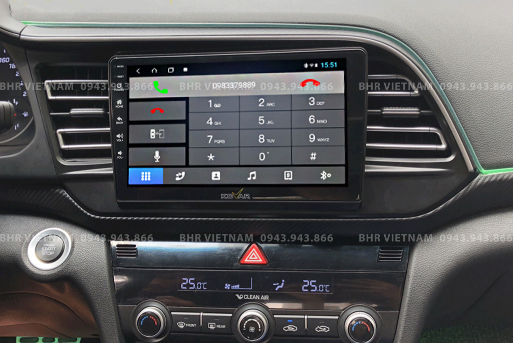Kết nối điện thoại trên màn hình Kovar Plus 360 Hyundai Elantra 2016 - nay