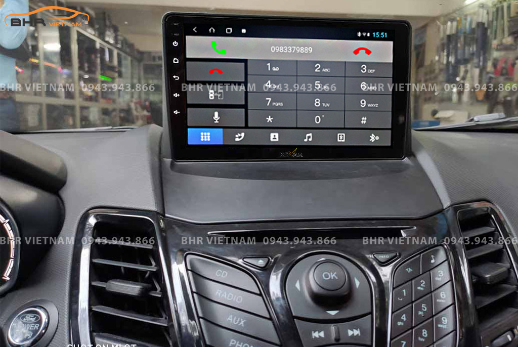 Kết nối điện thoại trên màn hình Kovar T1 Ford Fiesta 2010 - nay