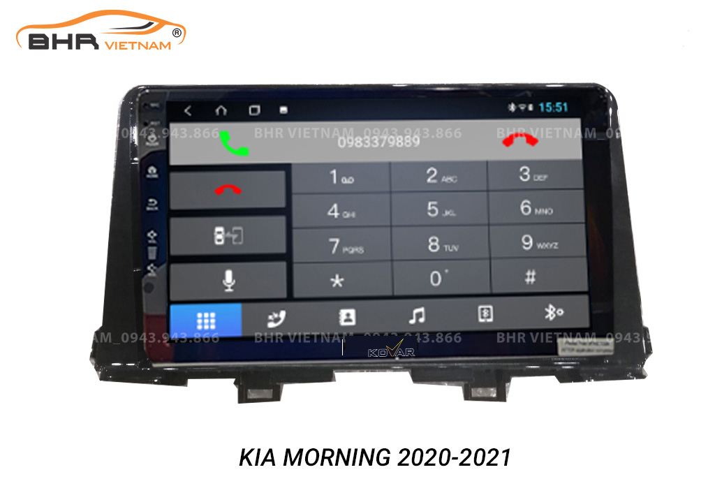 Kết nối điện thoại trên màn hình Kovar T1 Kia Morning 2021 - nay