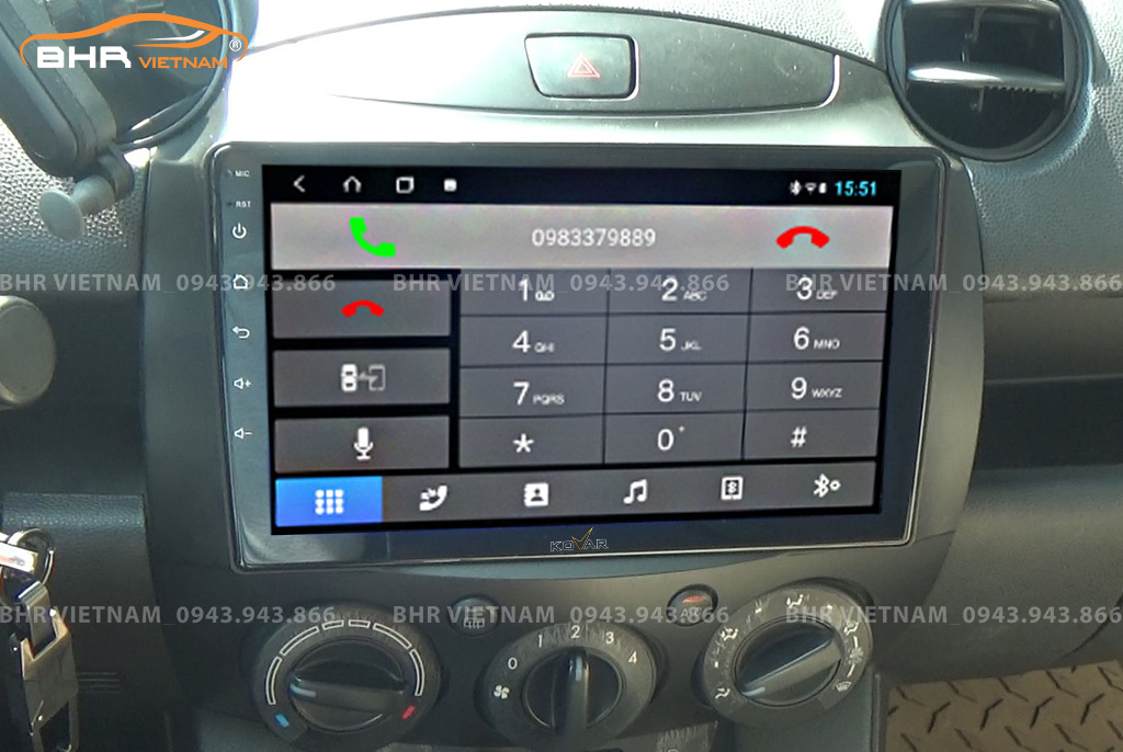  Kết nối điện thoại trên màn hình Kovar T1 Mazda 2 2007 - 2014