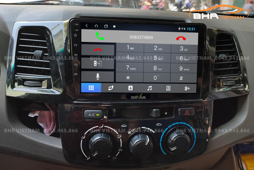  Kết nối điện thoại trên màn hình Kovar T1 Toyota Hilux 2005 - 2015
