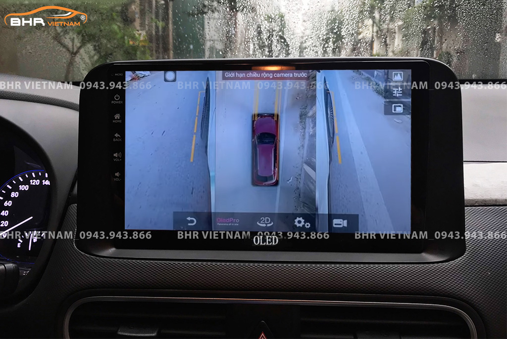Hình ảnh quan sát 2 bên gương trên màn hình DVD Oled C8S Hyundai Kona 2018 - nay