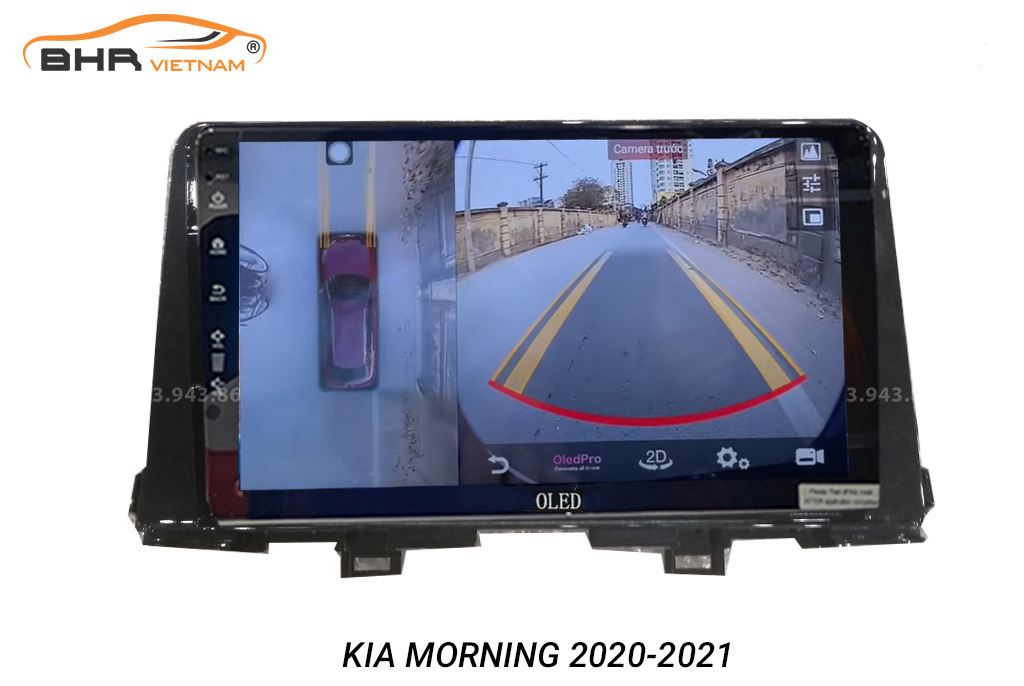 Hình ảnh quan sát camera trước màn hình DVD Oled C8S Kia Morning 2021 - nay