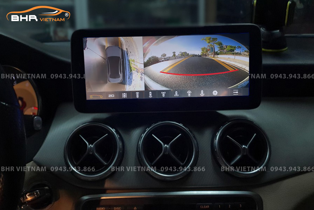 Hình ảnh quan sát 2 camera trước màn hình DVD Oled Pro G68s Mercedes GLA Class X156 2013 - nay