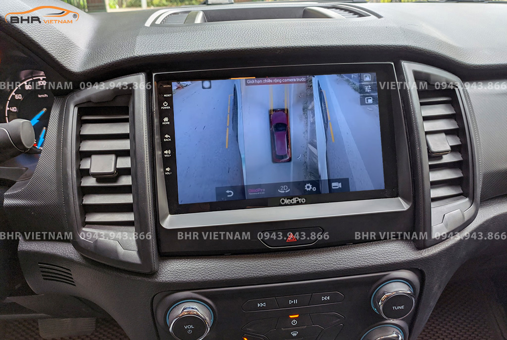 Hình ảnh quan sát 2 bên gương trên màn hình DVD Oled Pro X5S Ford Ranger 2013 - nay