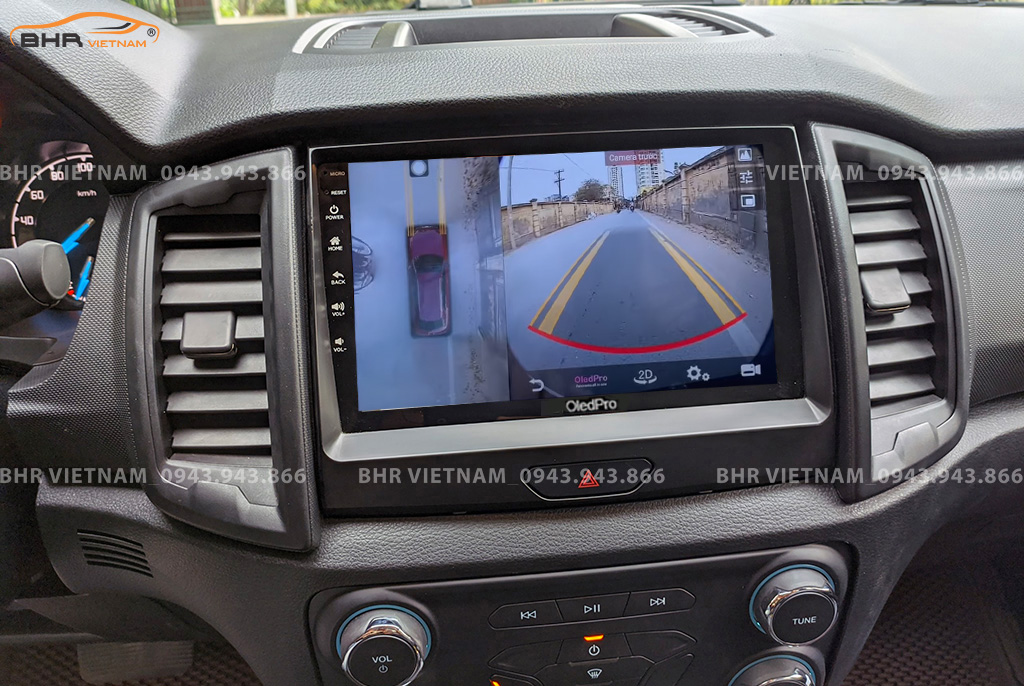 Hình ảnh quan sát camera trước màn hình DVD Oled Pro X5S Ford Ranger 2013 - nay