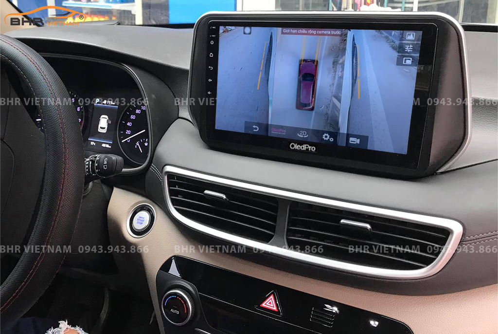 Hình ảnh quan sát 2 bên gương trên màn hình DVD Oled Pro X5S Hyundai Tucson 2019 - nay