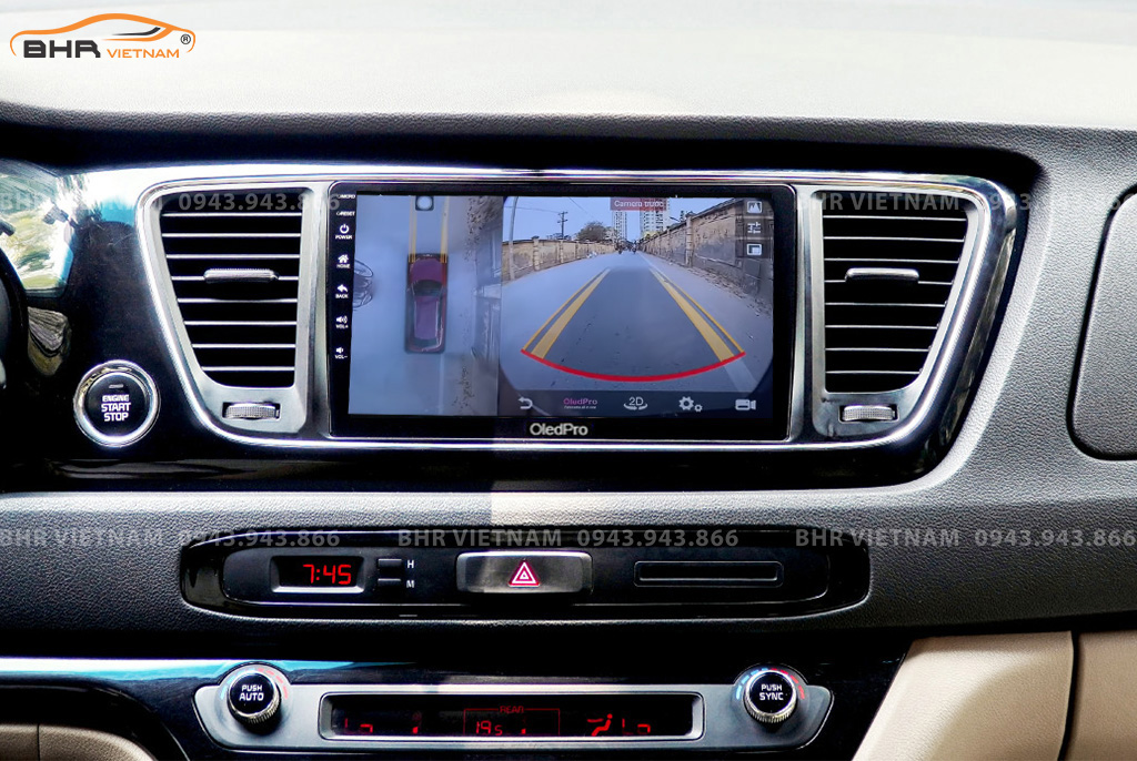 Hình ảnh quan sát camera trước màn hình DVD Oled Pro X5S Kia Sedona 2015 - nay
