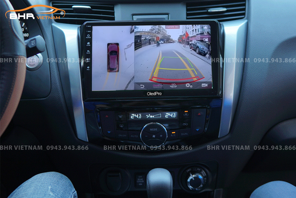Hình ảnh quan sát từ camera sau trên màn hình DVD Oled Pro X5S Nissan Navara 2021 - nay