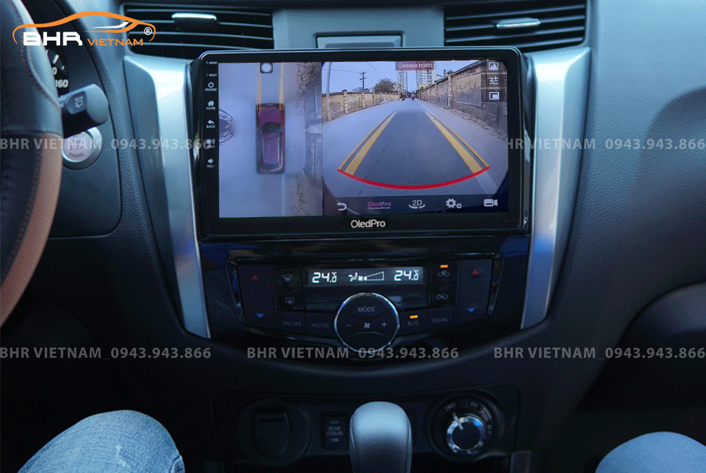 Hình ảnh quan sát camera trước màn hình DVD Oled Pro X5S Nissan Navara 2021 - nay