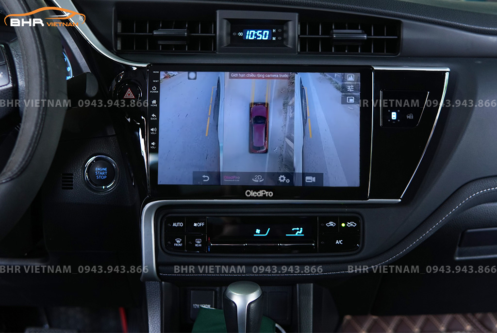 Hình ảnh quan sát 2 bên gương trên màn hình DVD Oled Pro X5S Toyota Altis 2020 - nay