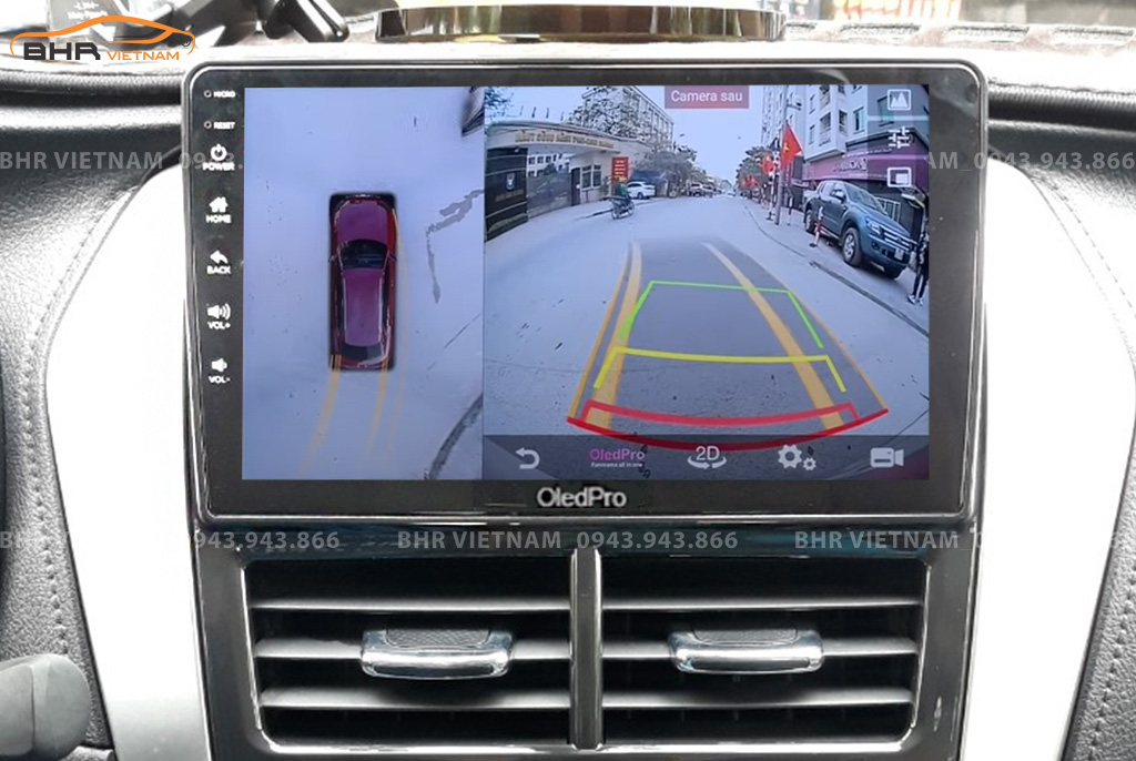 Hình ảnh quan sát từ camera sau trên màn hình DVD Oled Pro X5S Toyota Vios 2019 - nay