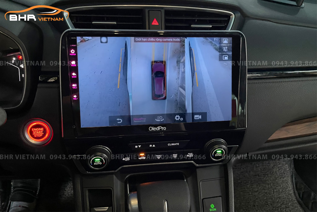 Hình ảnh quan sát 2 bên gương trên màn hình DVD Oled Pro X8S Honda CRV 2018 - nay