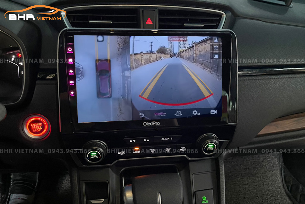 Hình ảnh quan sát camera trước màn hình DVD Oled Pro X8S Honda CRV 2018 - nay