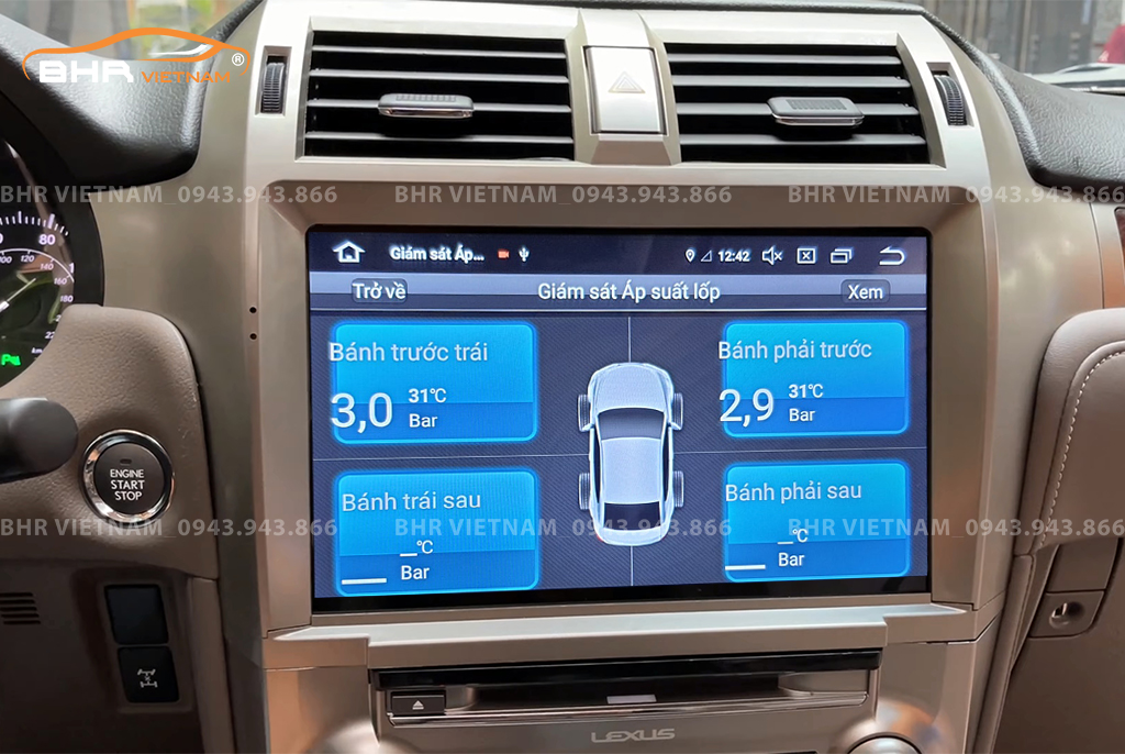 Màn hình DVD Android Flycar Lexus GX460 2010 - nay tích hợp cảm biến áp suất lốp