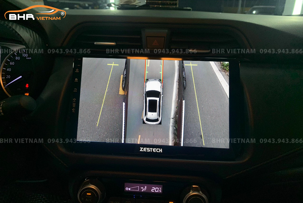 Hình ảnh quan sát 2 bên gương trên màn hình DVD Zestech Z800+ Nissan Almera 2021