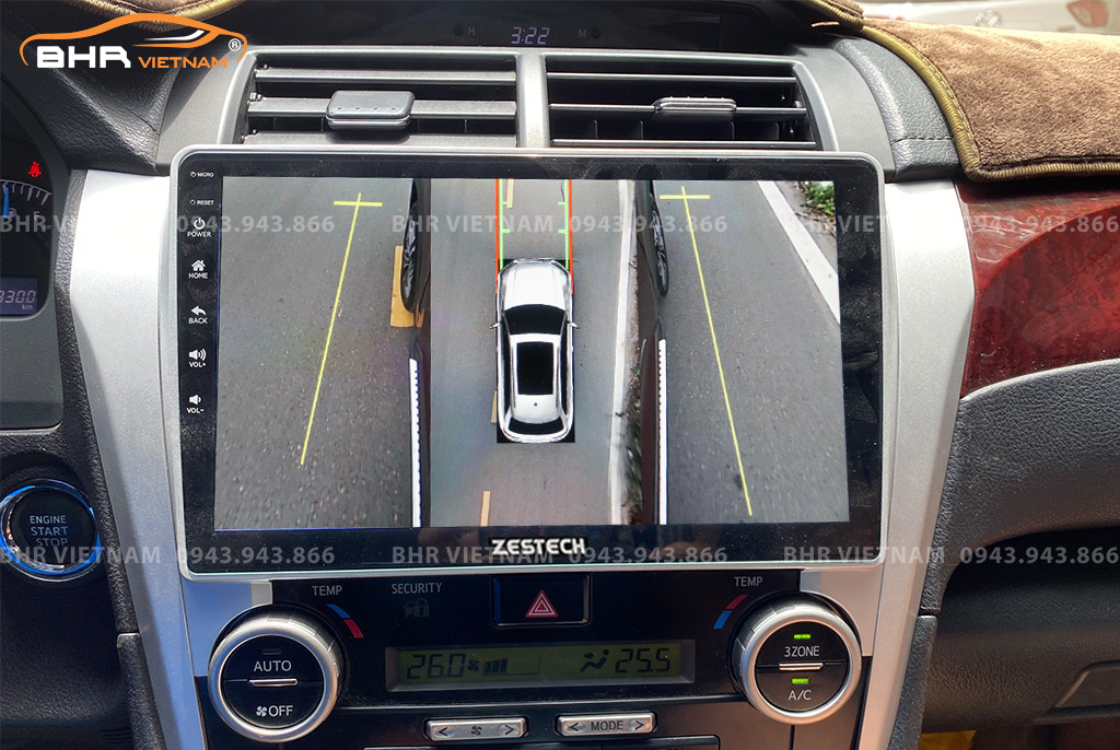 Hình ảnh quan sát 2 bên gương trên màn hình DVD Zestech Z800+ Toyota Camry 2012 - 2018