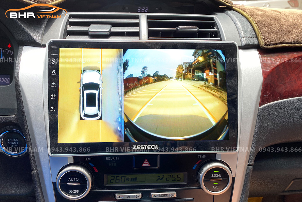 Hình ảnh quan sát camera trước màn hình DVD Zestech Z800+ Toyota Camry 2012 - 2018