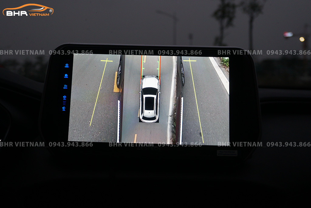 Hình ảnh quan sát 2 bên gương trên màn hình DVD Zestech Z800 Pro+ Hyundai Santafe 2021 - nay