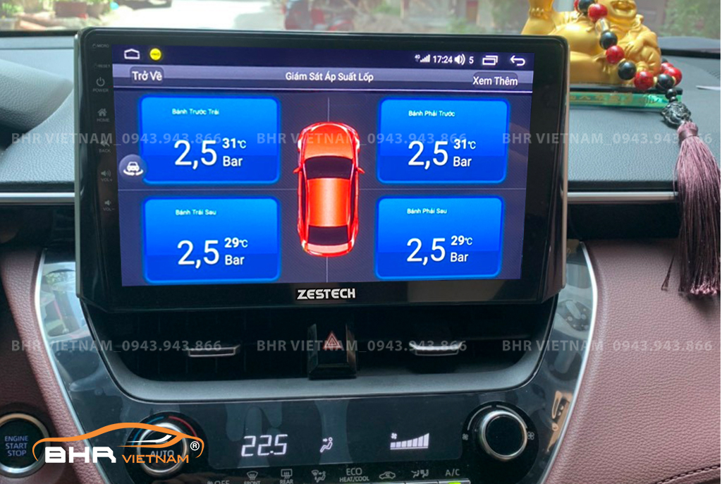 Hình ảnh quan sát cảm biến áp suất lốp Zestech Z800 Pro+ Toyota Fortuner 2017 - nay